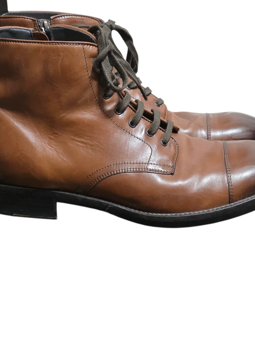 To Boot New York Adam Derrick Brown Leather Combat Ankle Boots Italy Zip Up 8